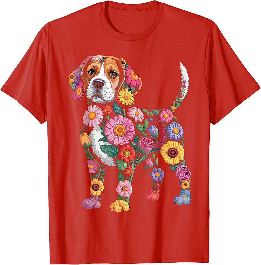 Beagle Dog Flower Funny Dog Lover T-Shirt