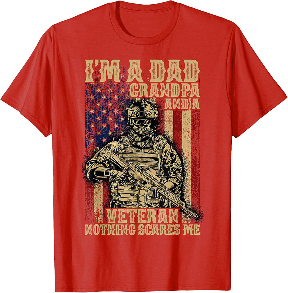 4th of July | USA Flag | I'm a Dad Grandpa and a Veteran T-Shirt