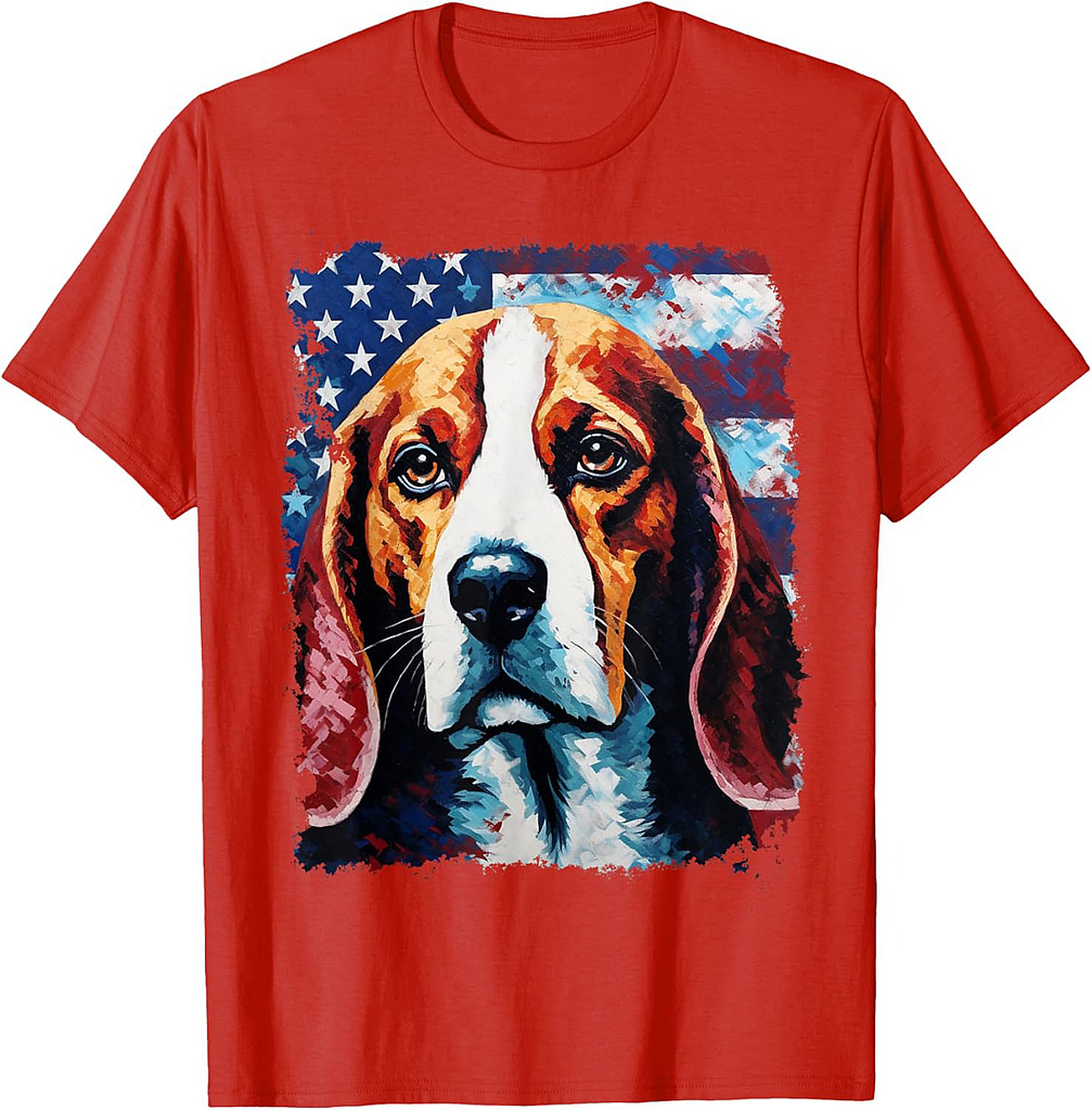 Pop Art Dog Patriotic Beagle T-Shirt