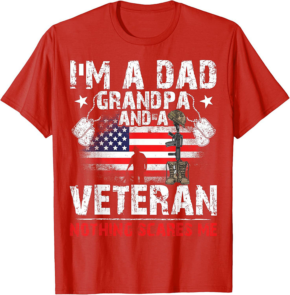 Father's Day  Veterans Day I'm a Dad Grandpa and a Veteran T-Shirt
