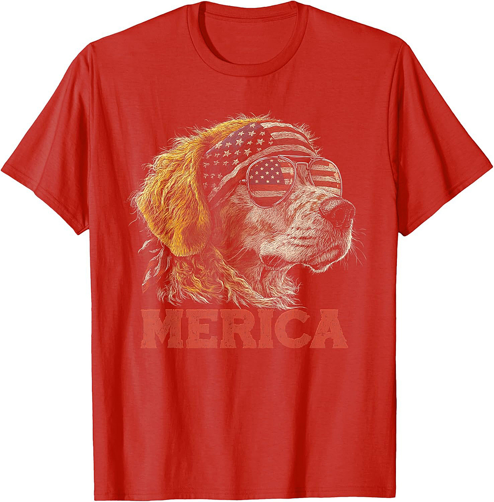 Beagle Dog Patriotic USA 4th of July American Flag Funny T-Shirt for Men Women
