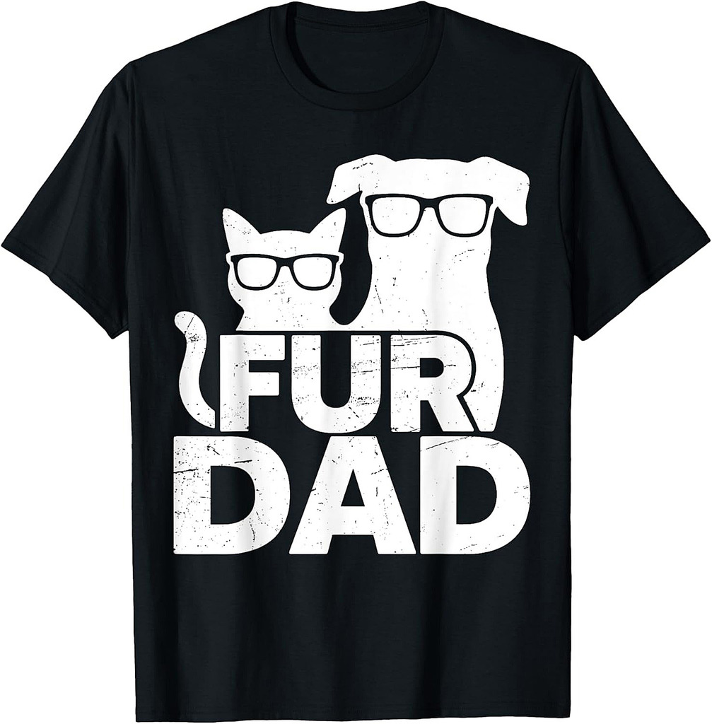 Mens Funny Fathers Day Best Fur Dad Ever Dog Cat Owner T-Shirt