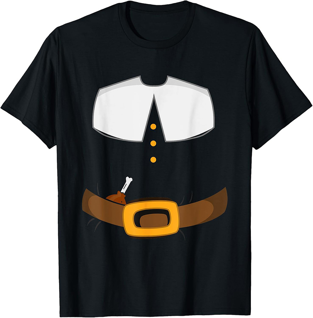 Pilgrim Costume Colonist Funny Thanksgiving Turkey Day T-Shirt