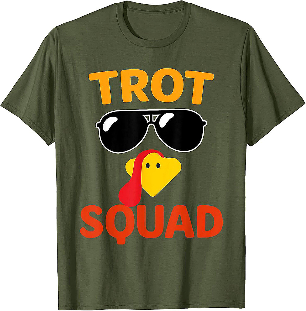 Turkey Trot Squad Funny Thanksgiving Running Family Marathon T-Shirt