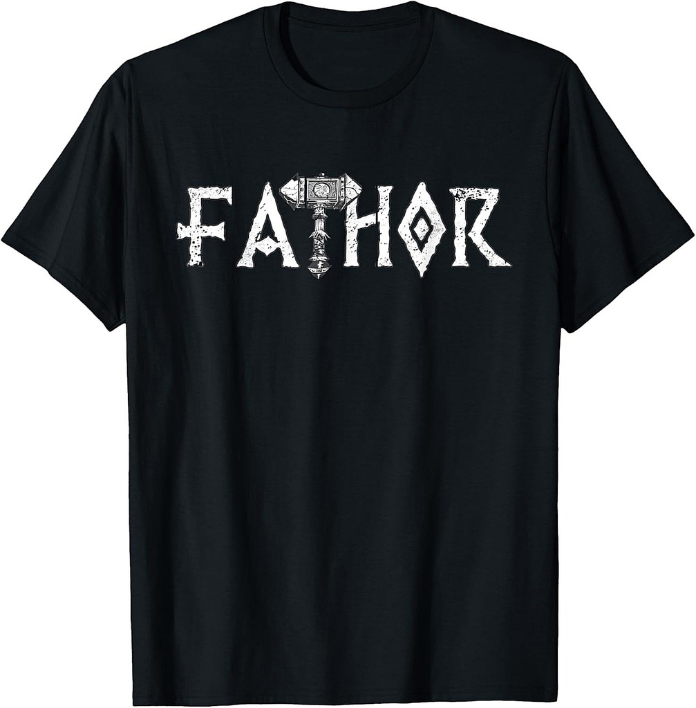 Mens Fathor Like a Dad Just Way Mightier Father's Day Viking T-Shirt