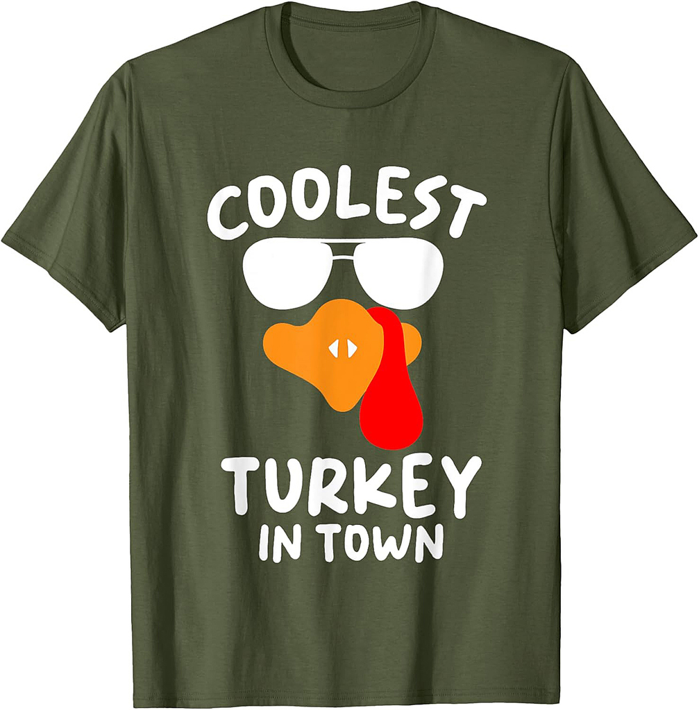 Coolest Turkey In Town Cute Turkey Thanksgiving T-Shirt