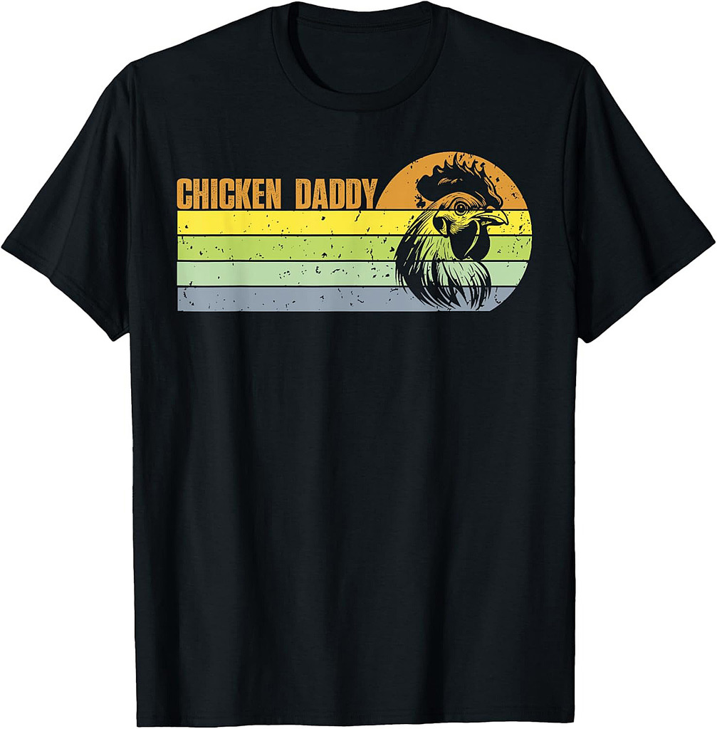 Chicken Daddy Vintage Rooster For Dad Farmer Fathers Day T-Shirt