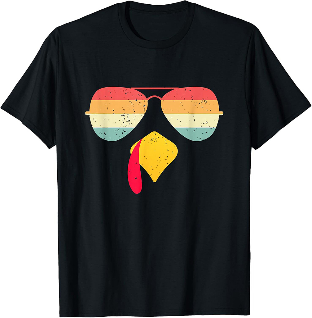 Cool Turkey Face With Sunglasses Funny Thanksgiving For Boys T-Shirt