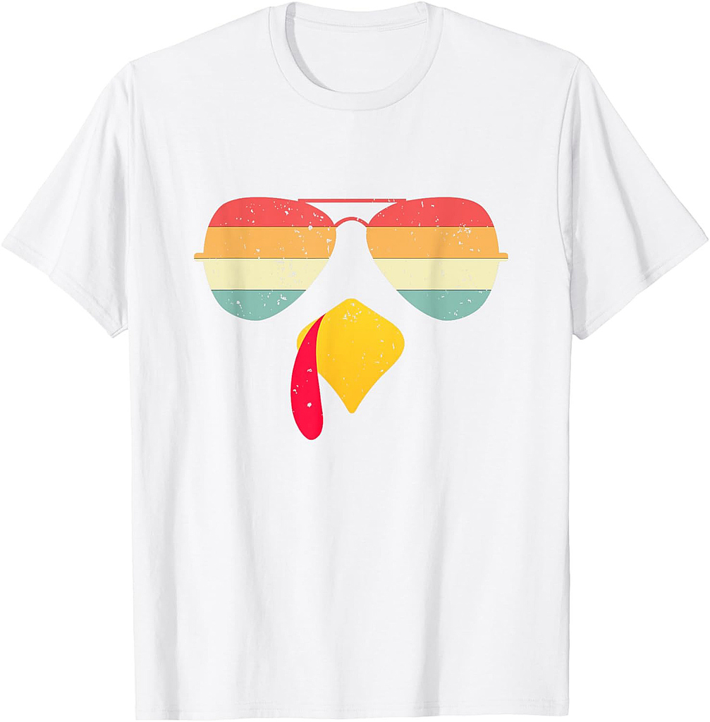 Cool Turkey Face With Sunglasses Funny Thanksgiving For Boys T-Shirt