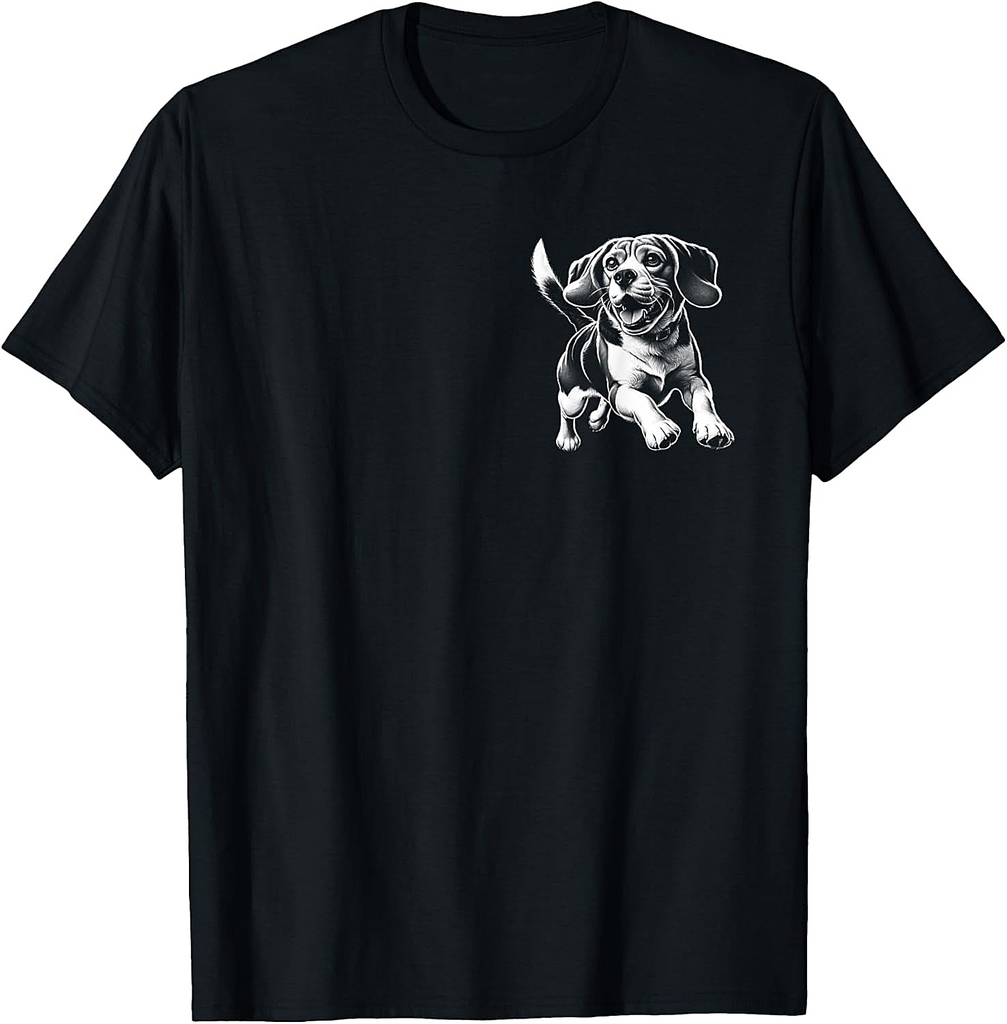 Cheerful Playful Beagle Dog Jumping on Chest T-Shirt