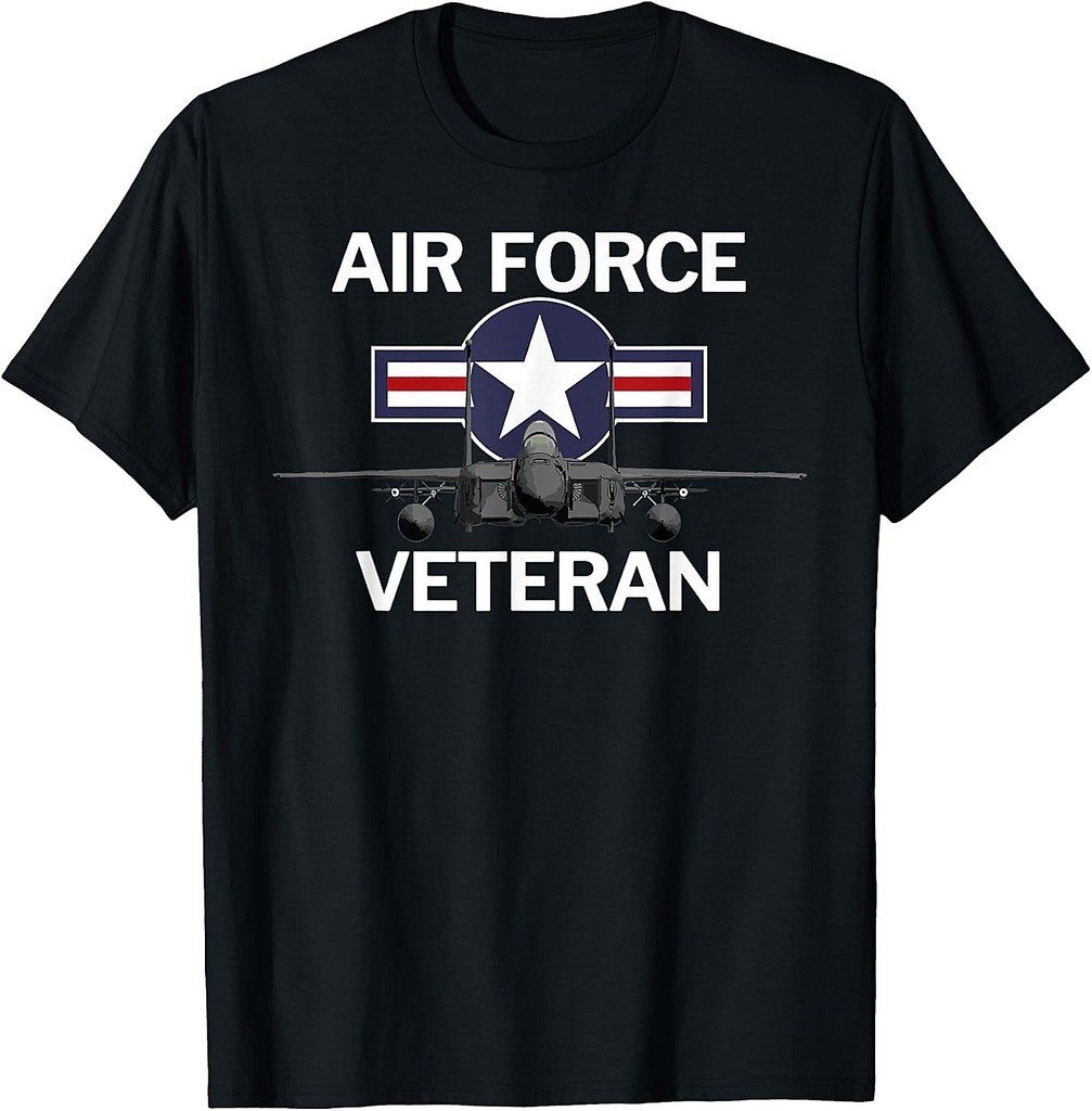 Air Force Veteran T-Shirt with Vintage Roundel and F15 Jet T-Shirt