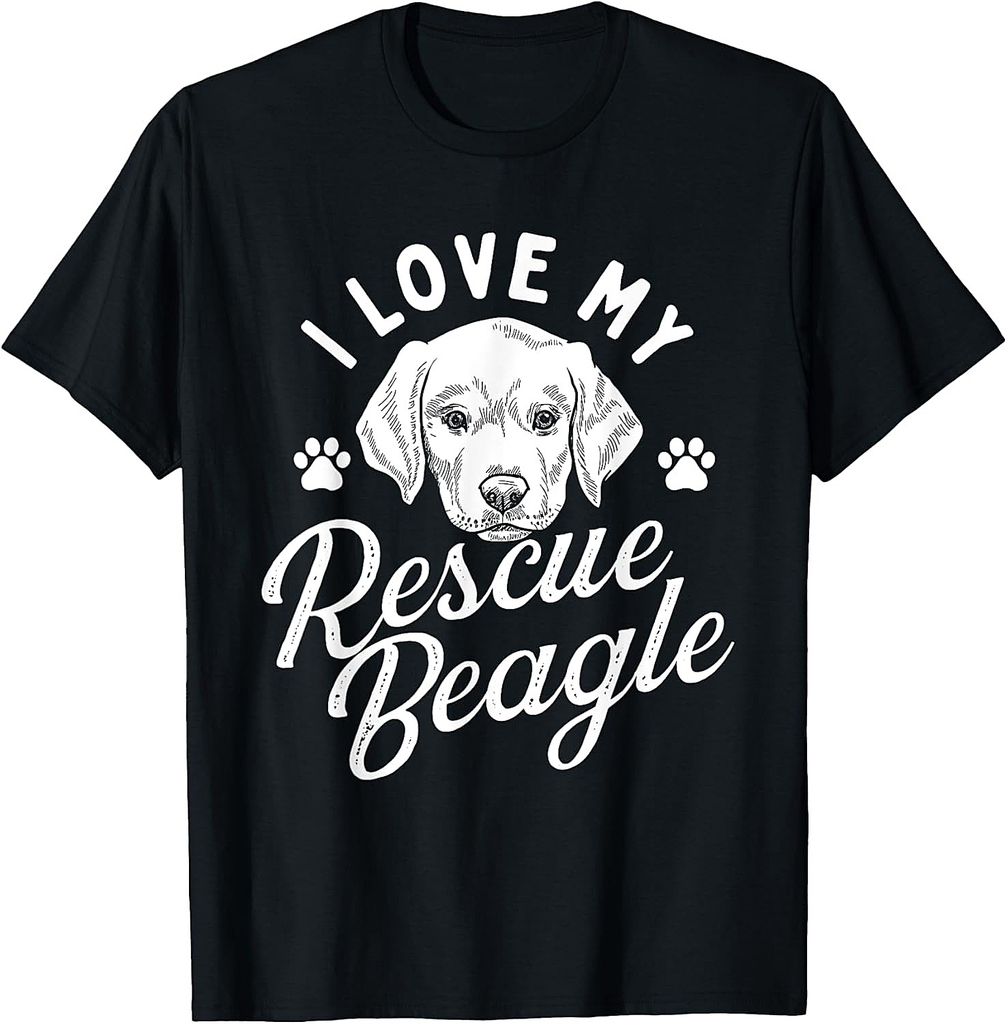 I Love My Rescue Beagle Dog Whisperer Animal Shelter T-Shirt for Men Women Girls