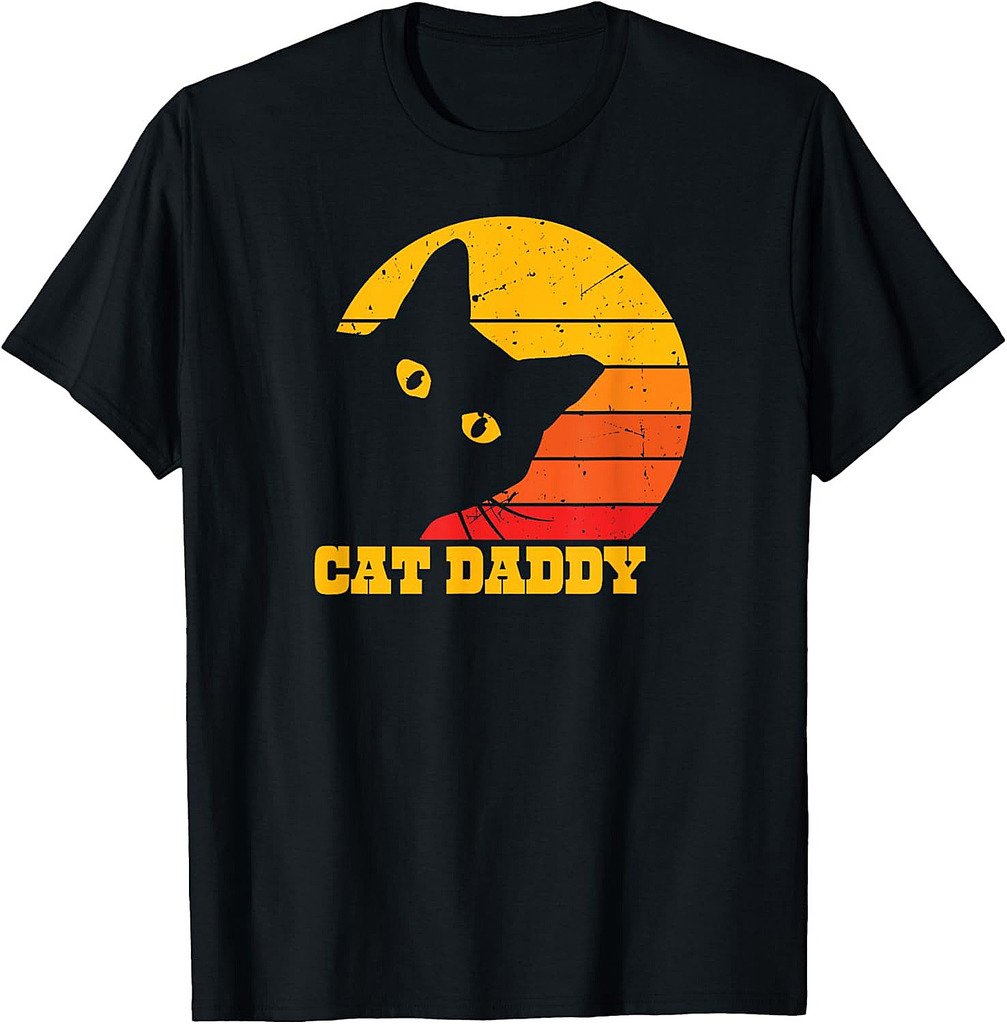 Worlds Best Cat dad Ever Retro Cat dad Father day Men Dad T-Shirt