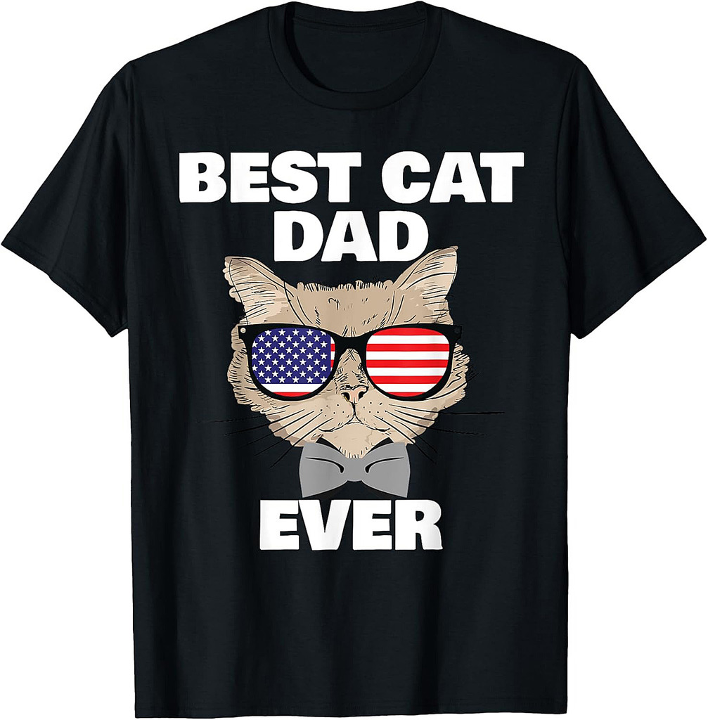 Best Cat Dad Fathers Day Men Daddy Papa Cat With Sunglasses T-Shirt