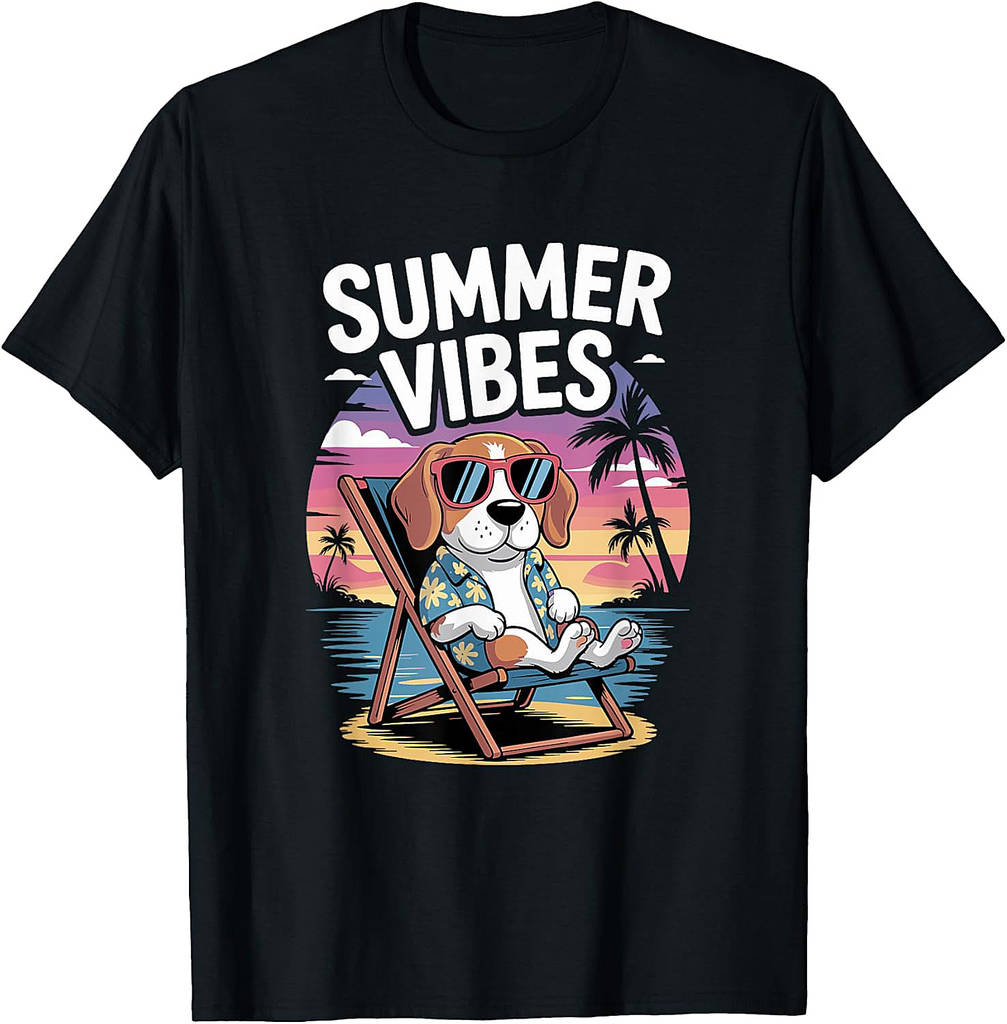 Funny Summer Beagle Beach Dog Vacation T-Shirt