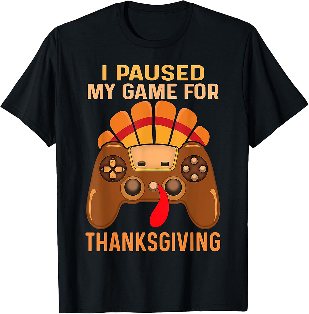 Happy Thanksgiving gaming fall Turkey gamer boys  men T-Shirt