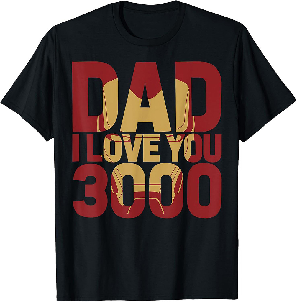 Marvel Iron Man Dad I Love You 3000 Text Fill Father's Day T-Shirt