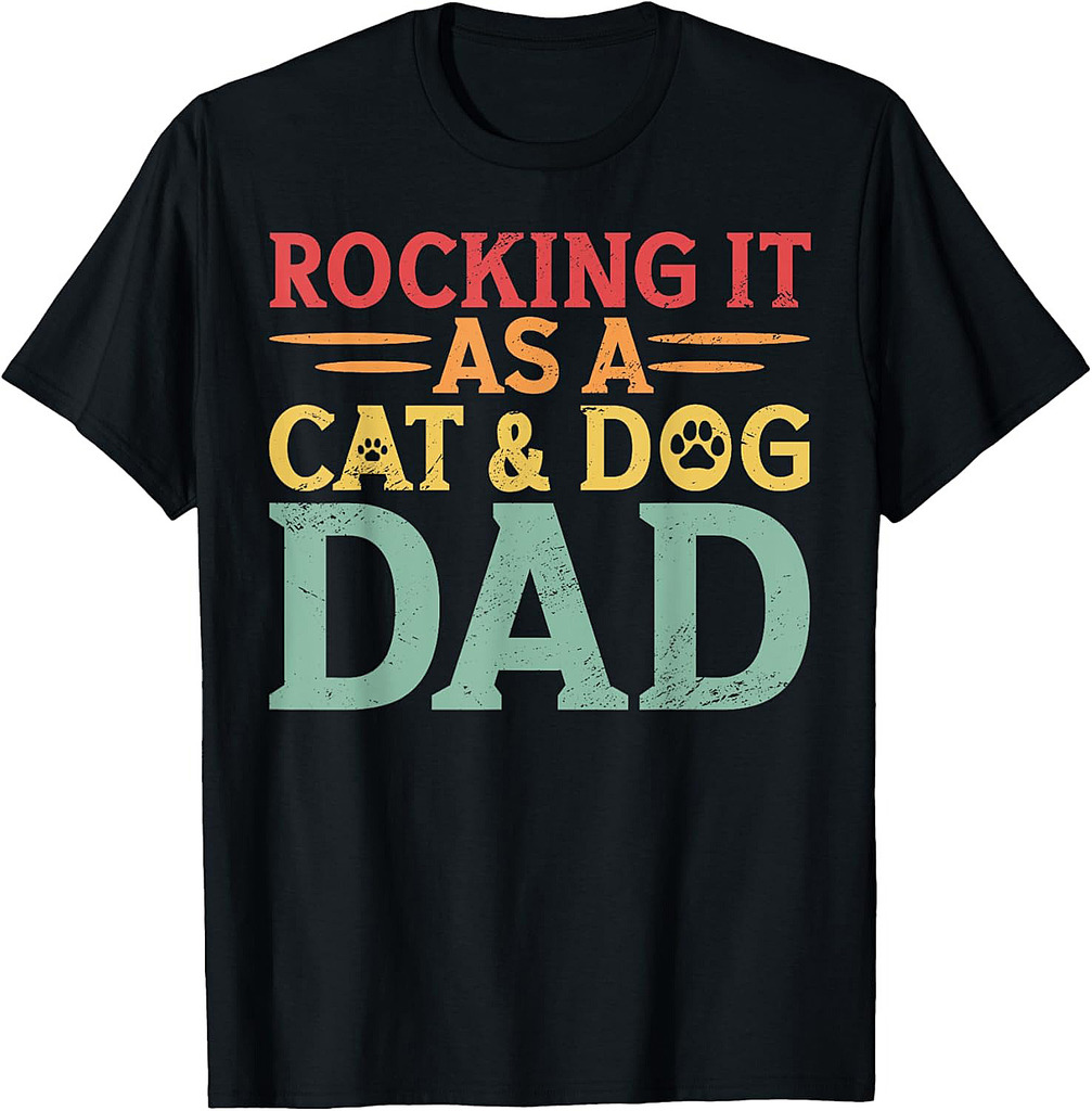 Cat And Dog Dad Fur Dad Father's Day T-Shirt
