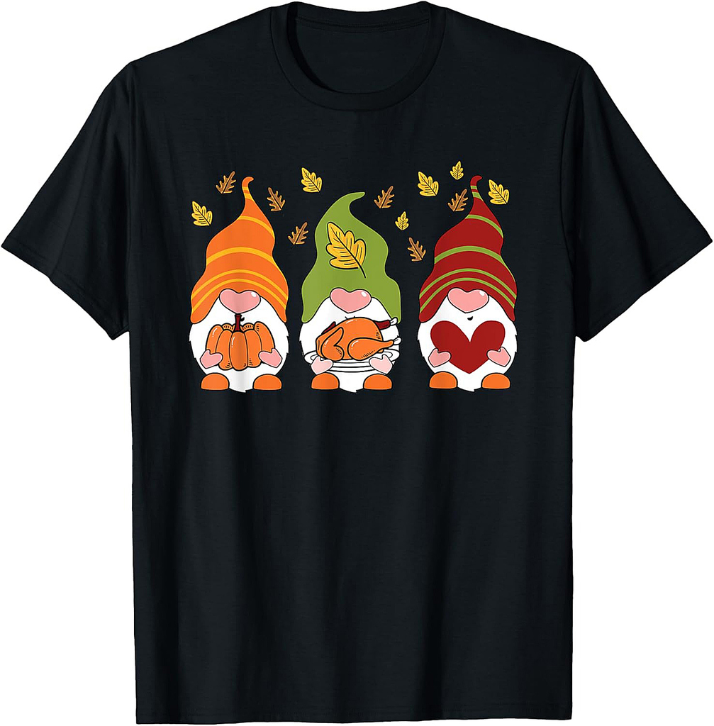Gnomes Pumpkin Turkey Thanksgiving Day Cute Fall Autumn T-Shirt
