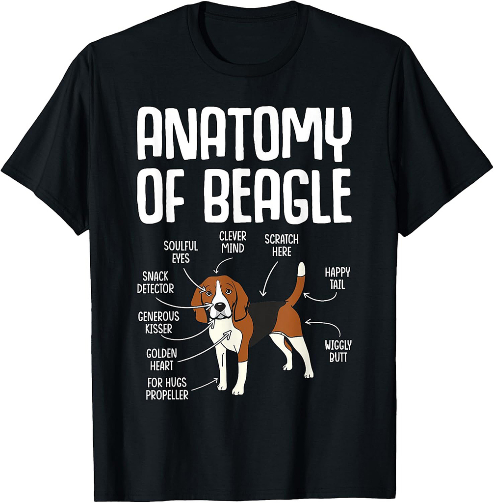 Anatomy Of A Beagle Unisex-Adults Black T-Shirt
