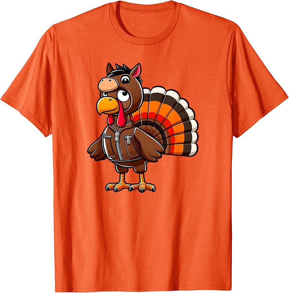 Turkey Costume Horse Funny Thanksgiving Turkey Women Men T-Shirt