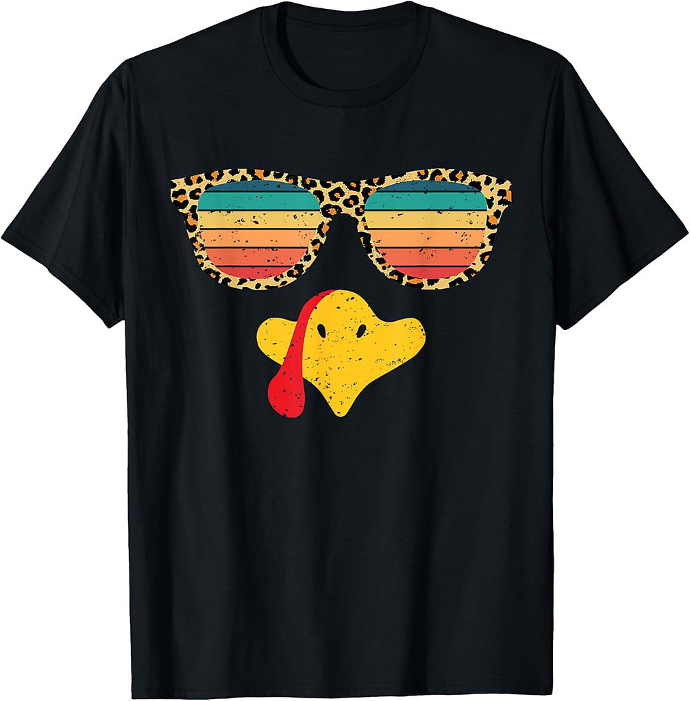 Cool Turkey Face With Sunglasses Funny Thanksgiving For Men T-Shirt
