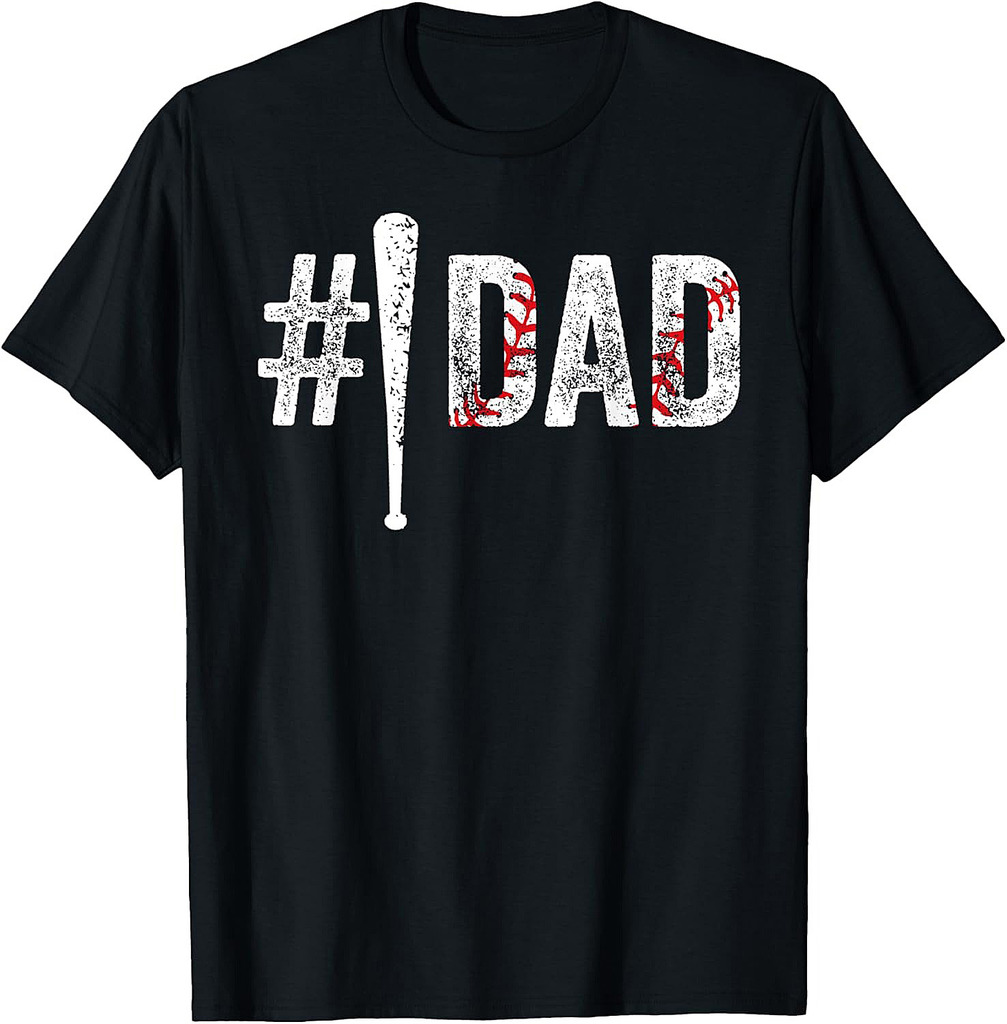 Number One Baseball Dad for Fathers Day #1 Daddy Funny T-Shirt