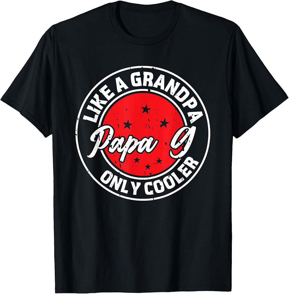 Papa G Like A Grandpa Only Cooler Retro Men Father's Day T-Shirt