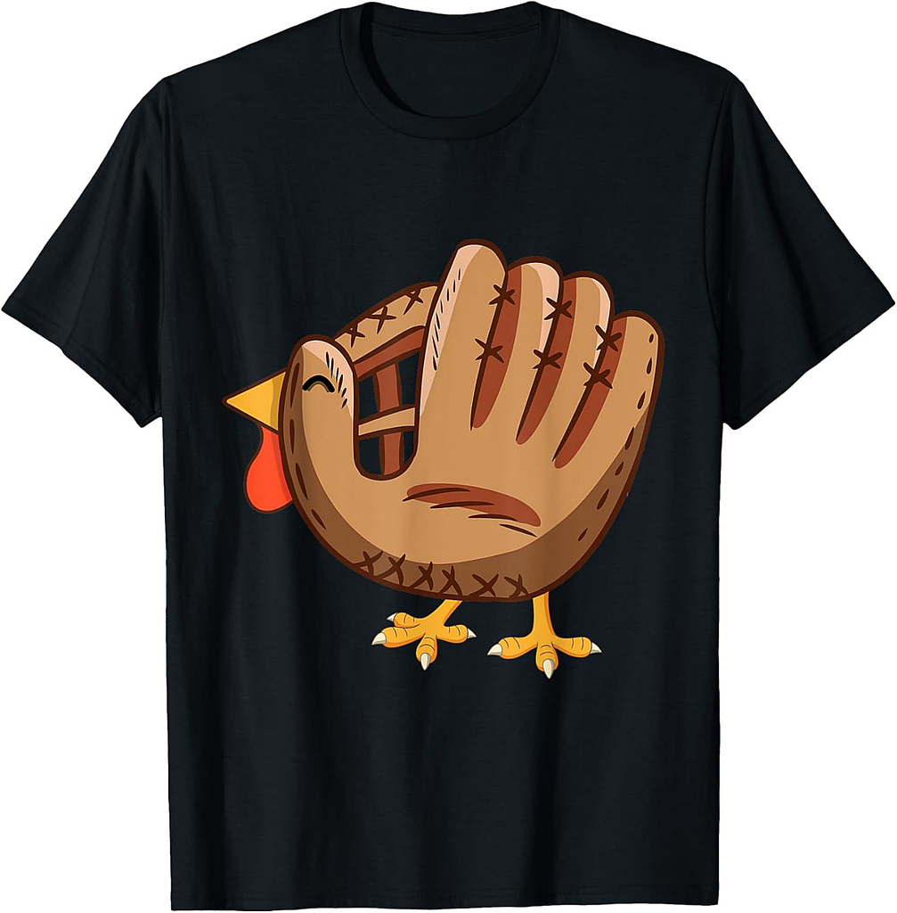 Turkey Baseball Glove Vintage Cute Thanksgiving Day Boys Mom T-Shirt