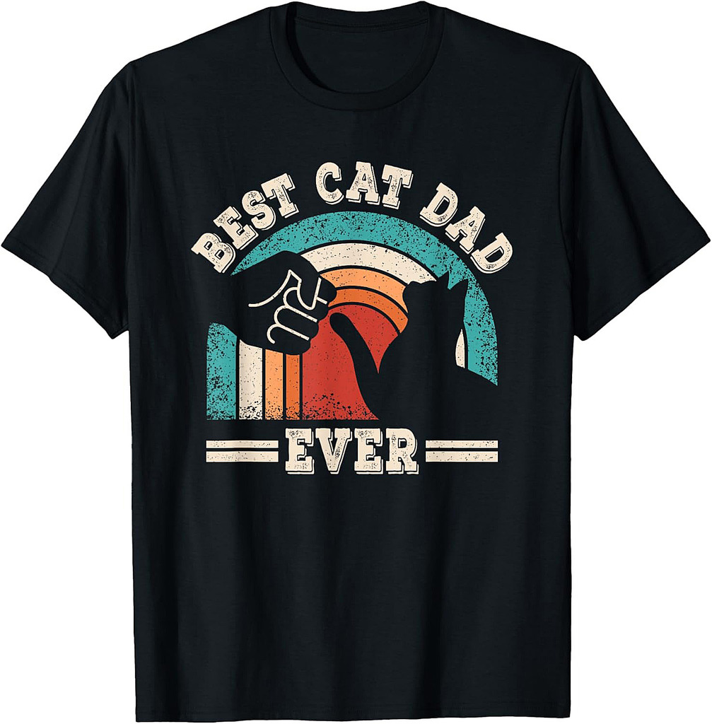Best Cat Dad Ever Funny Retro Cat Lover Vintage Father's Day  T-Shirt