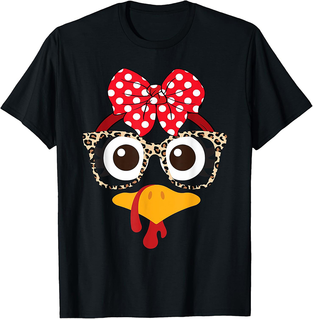 Turkey Face Leopard Glasses Bandana Eyelashes T-Shirt