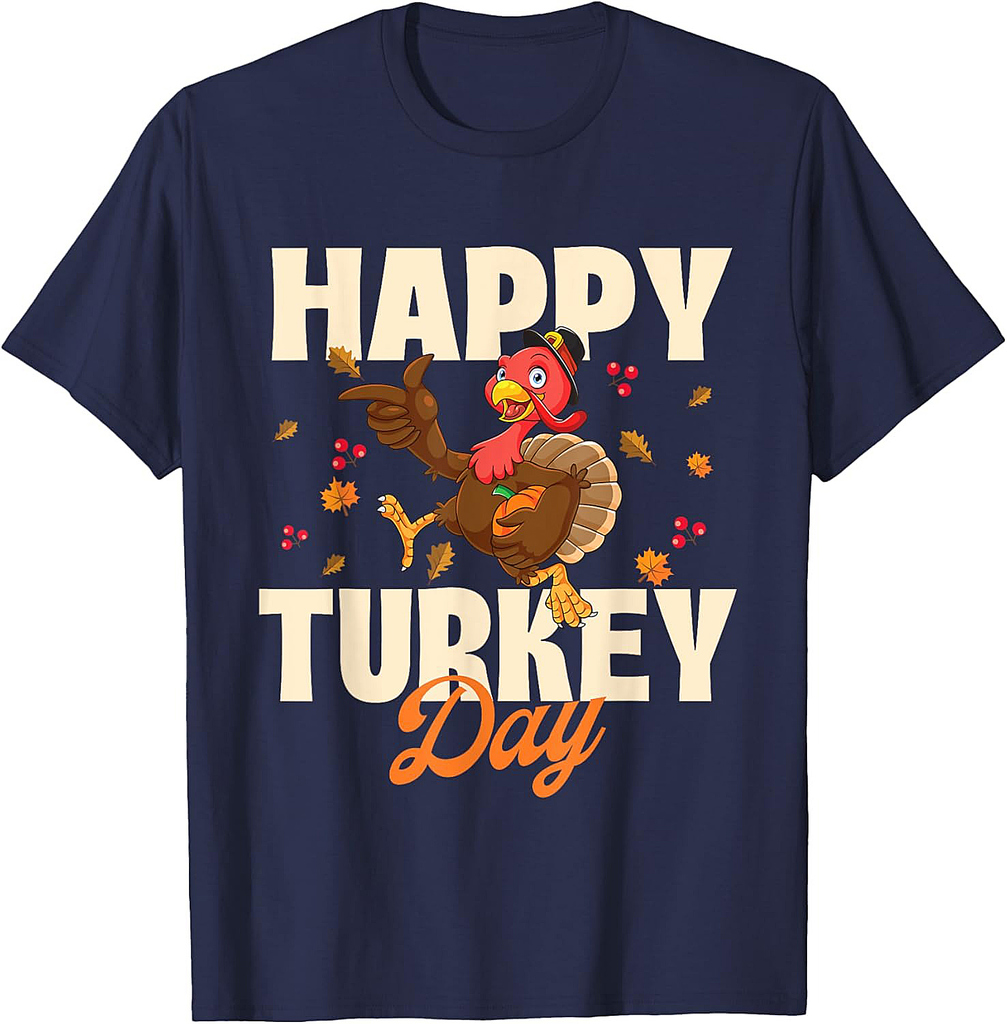 Fall & Thanksgiving Shirts Happy Turkey Day Thanksgiving Day Fall Holiday T-Shirt