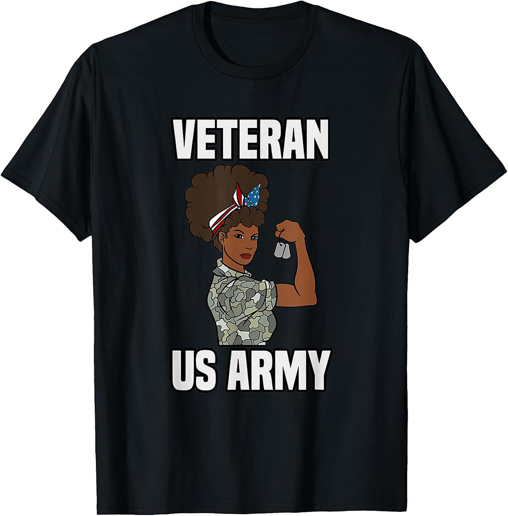 Female Melanin Veteran of the US Army Soldier Veterans Day T-Shirt