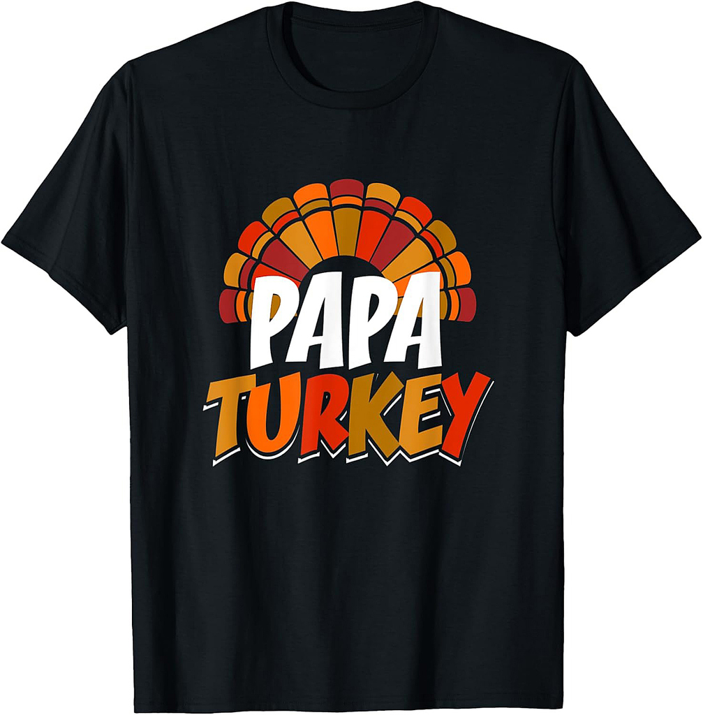 Mens Papa Turkey Thanksgiving Funny Matching Family T-Shirt