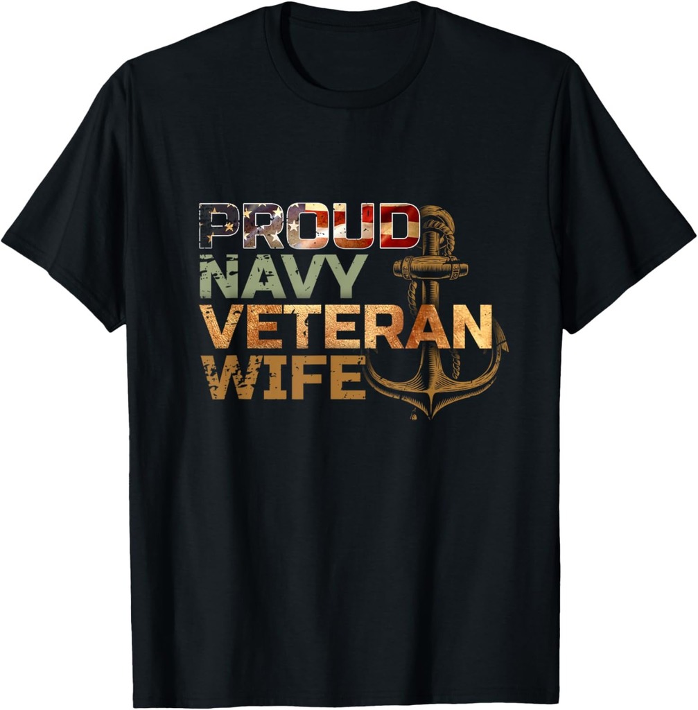 Proud Veteran's Wife USA American Flag Patriotic T-Shirt