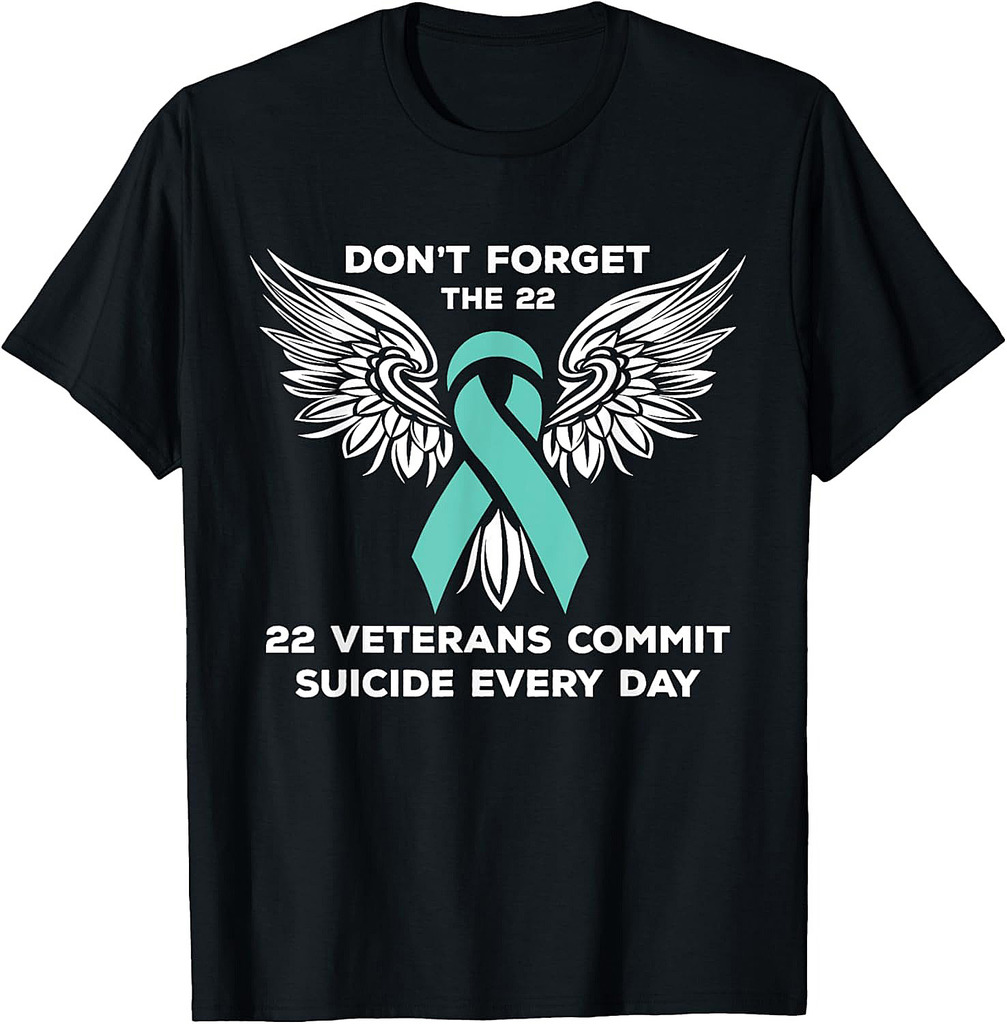 22 Veterans every Day  PTSD Awareness Ribbon T-Shirt