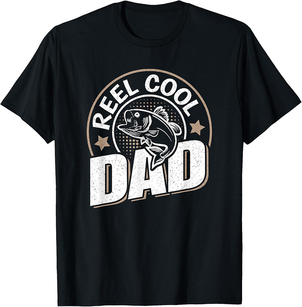 Reel Cool Dad Funny Fishing Dad Saying Graphic Vintage T-Shirt