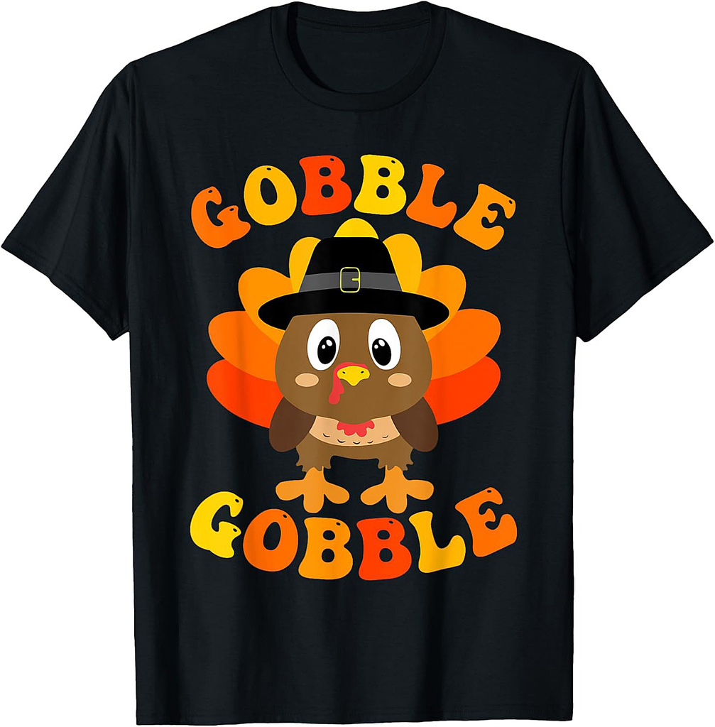 Gobble Turkey Thankful Thanksgiving Autumn Funny Men Women T-Shirt