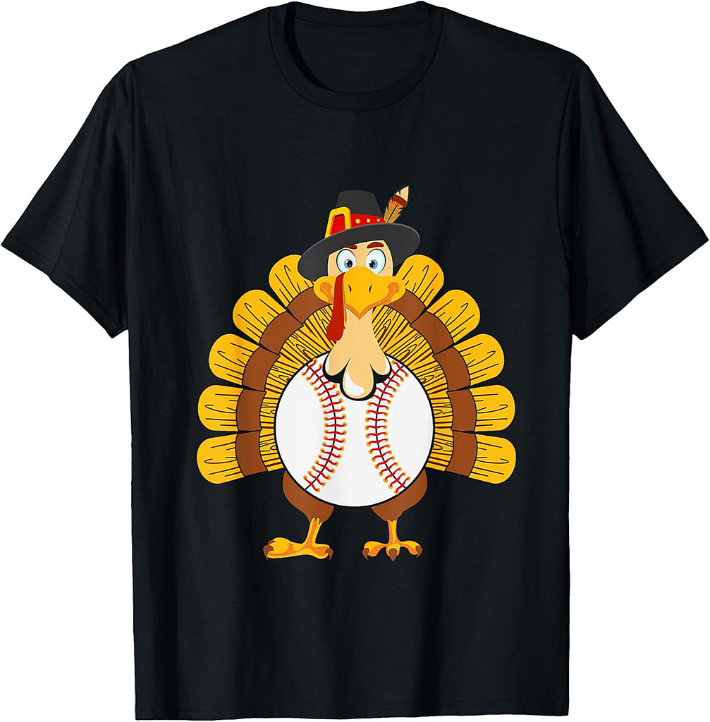 Baseball Turkey Thanksgiving Turkey Baseball Player T-Shirt