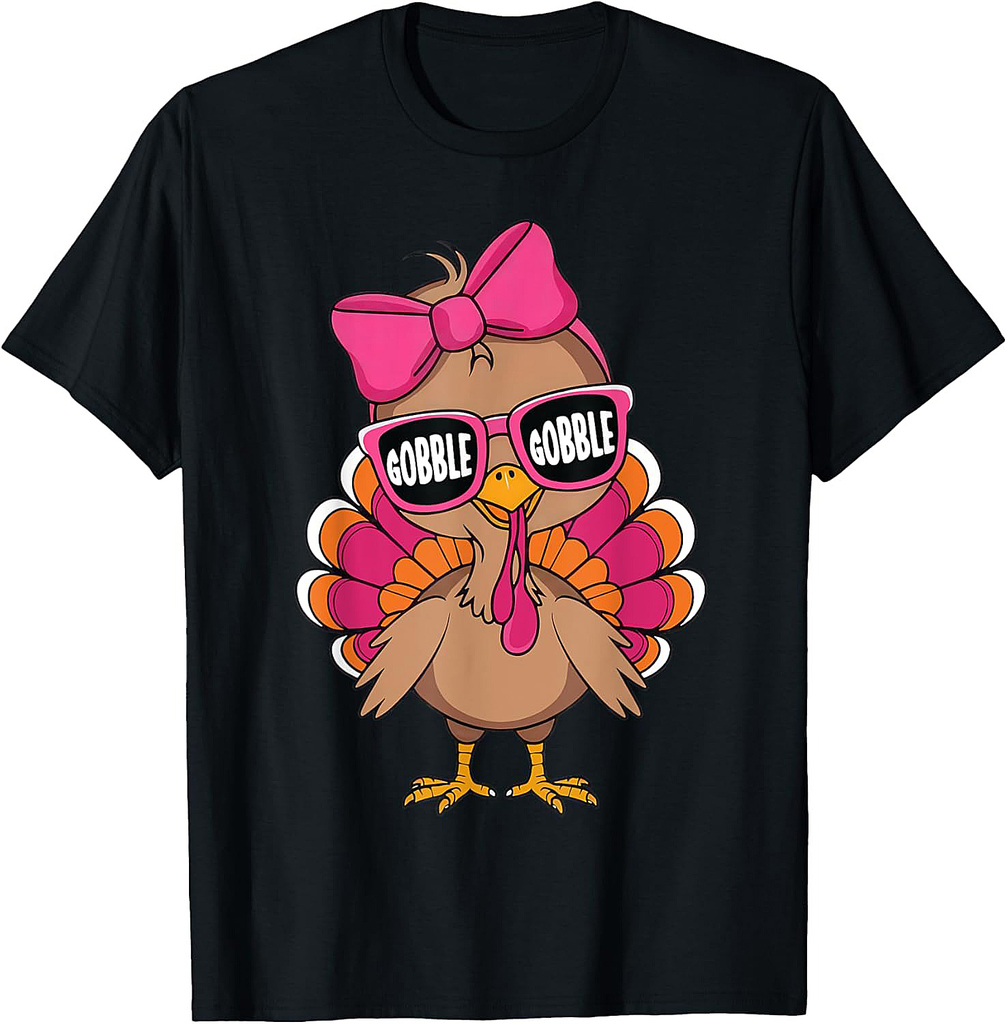 Gobble Turkey Day Happy Thanksgiving Toddlers Girls T-Shirt
