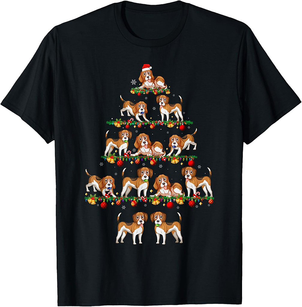 Family Pajama Sets Christmas Matching Beagle Dog Xmas Tree T-Shirt for Men Women