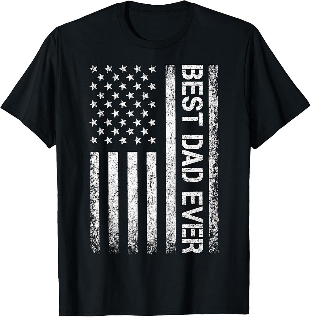 Best Dad Ever US American Flag Gift For Father's Day T-Shirt