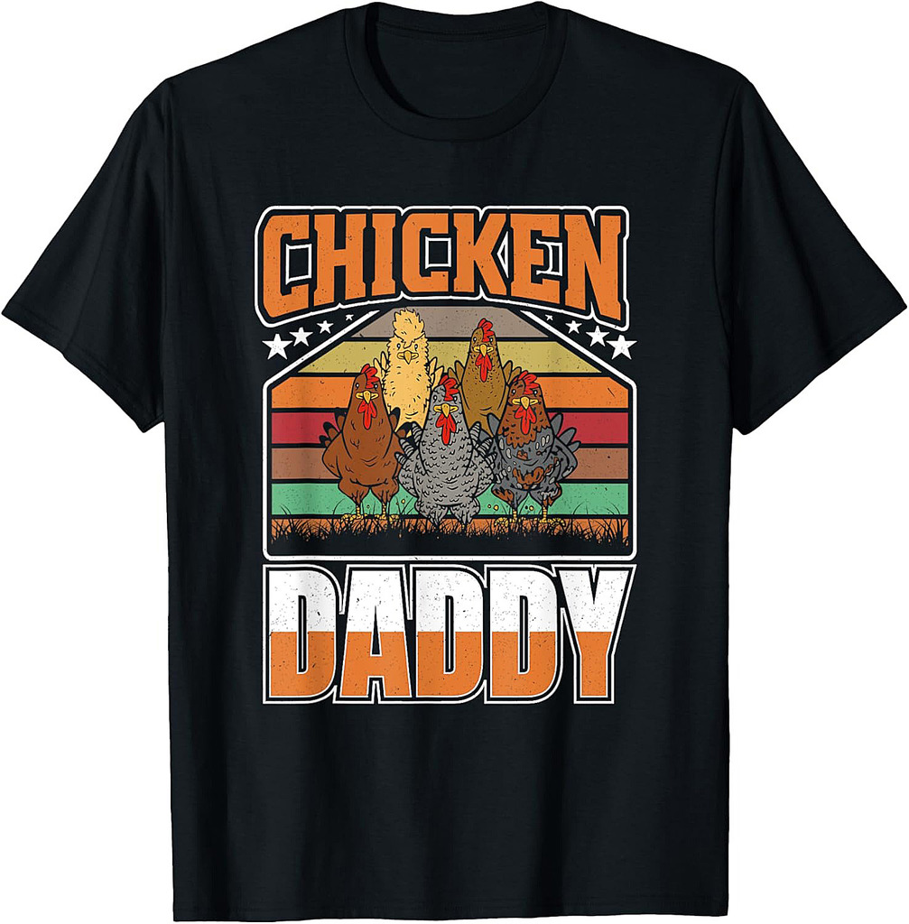 Chicken Daddy Vintage Rooster For Dad Farmer Fathers Day T-Shirt