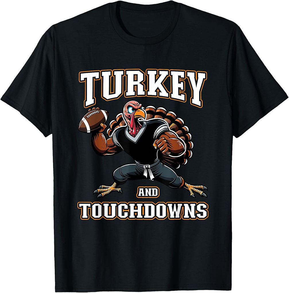 Thanksgiving Design for Men Turkey and Touchdowns Youth Men T-Shirt