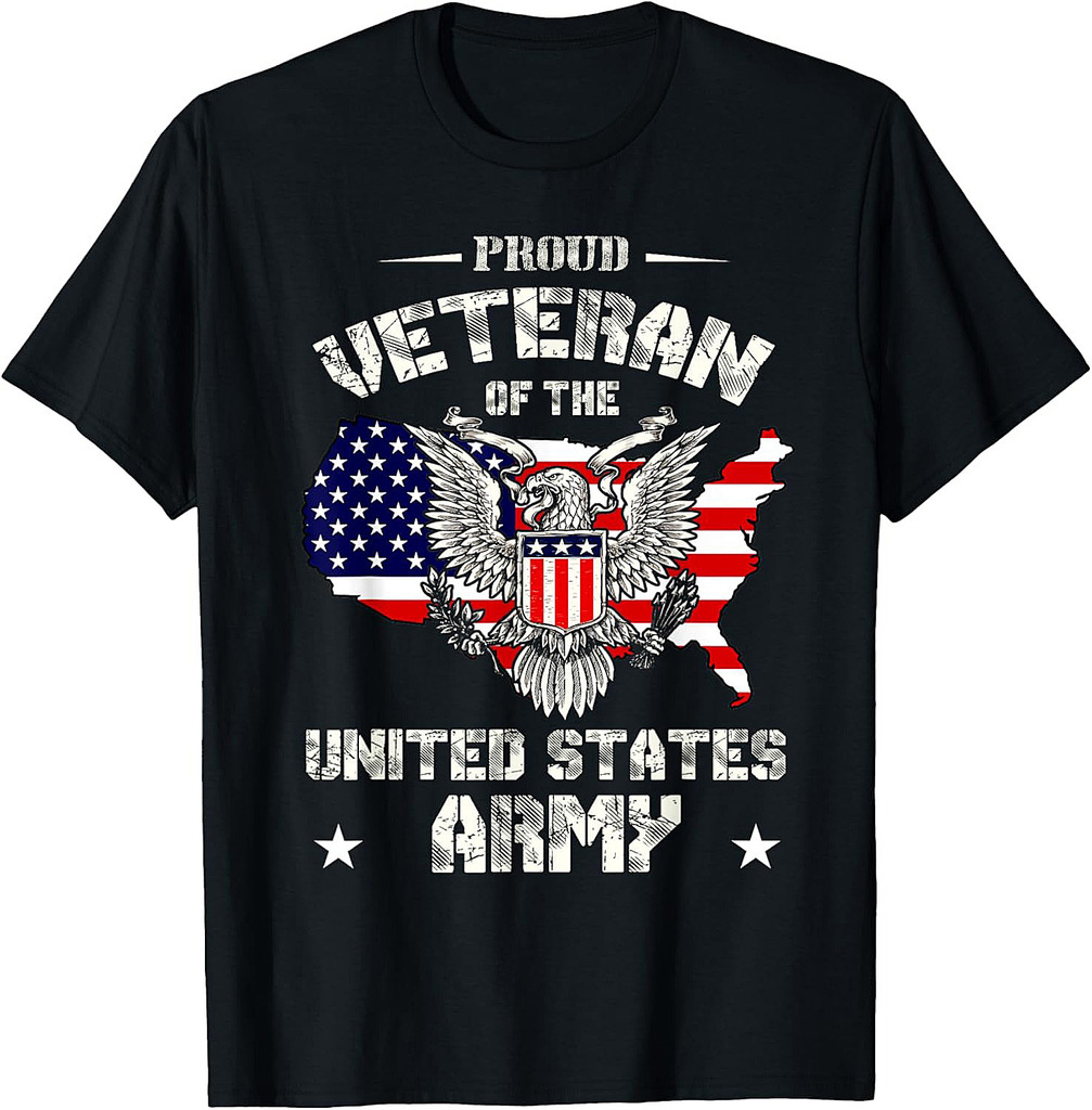 Proud Veteran of the US Army USA Flag Soldier Veteran T-Shirt