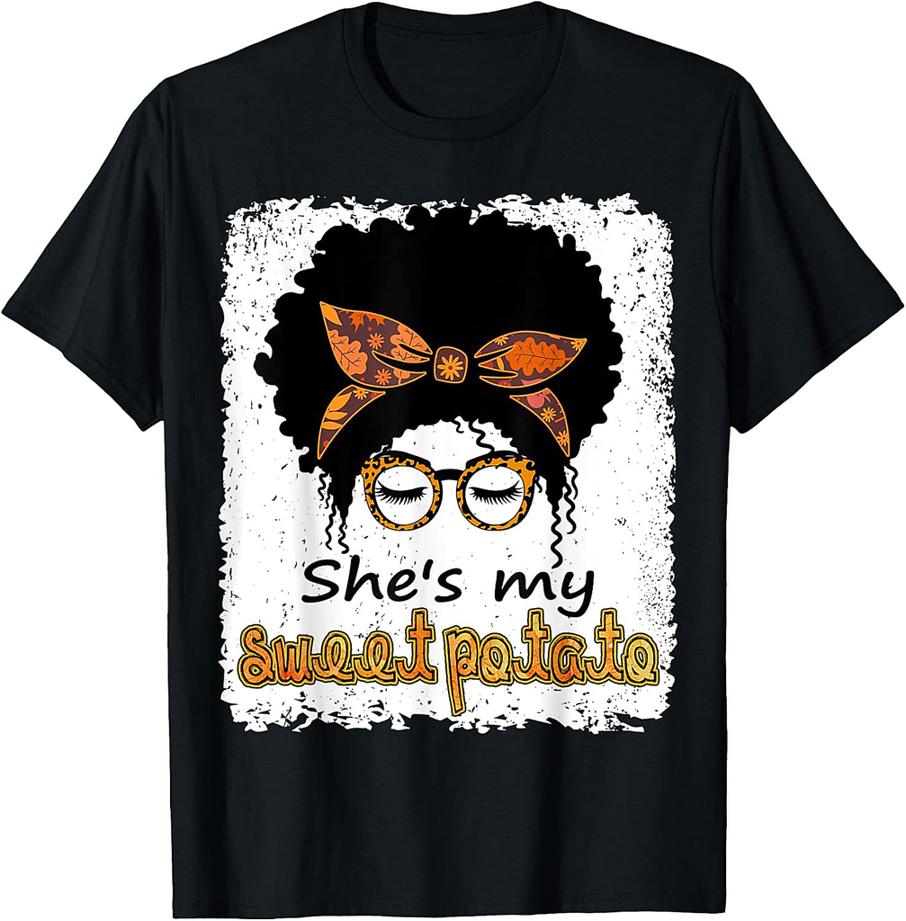 She's My Sweet Potato Thanksgiving Afro-American Leopard T-Shirt