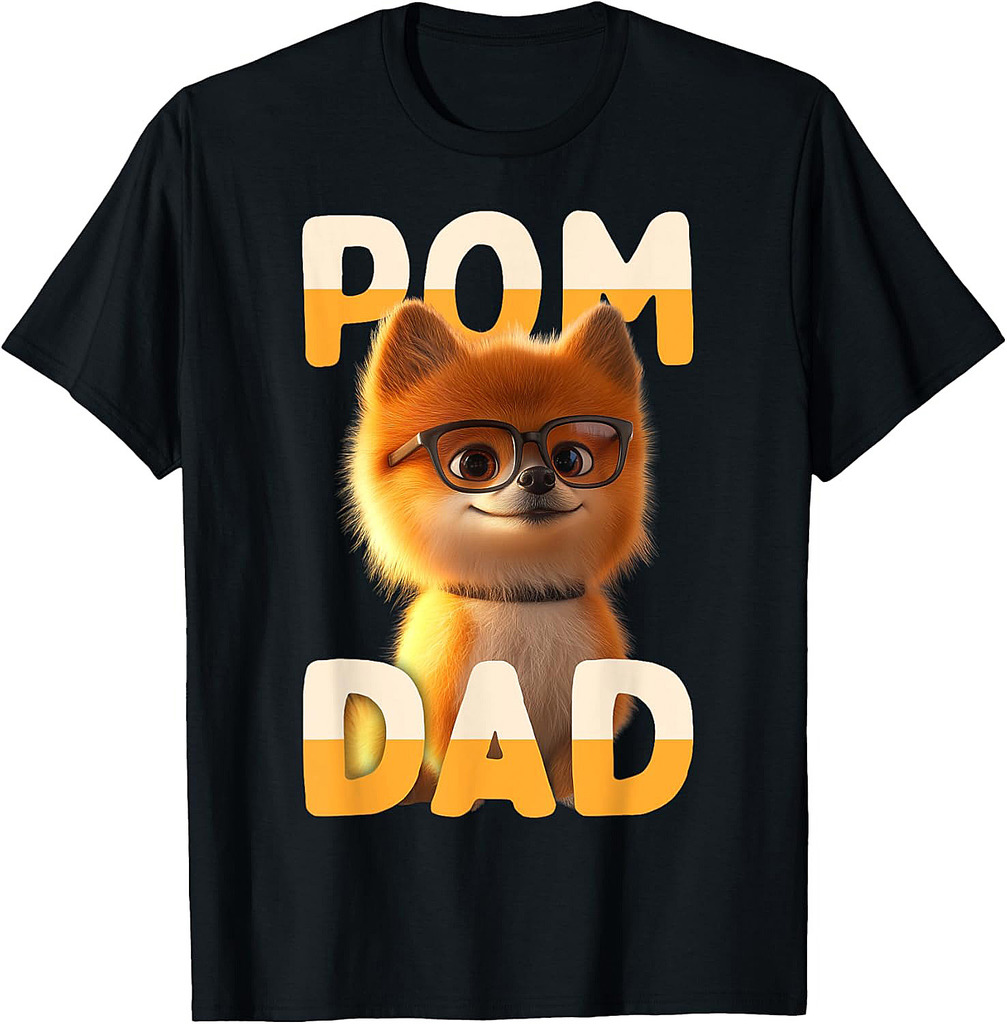 Pom Dad Pomeranian Daddy Spitz Papa Fathers Day Cute Pom T-Shirt