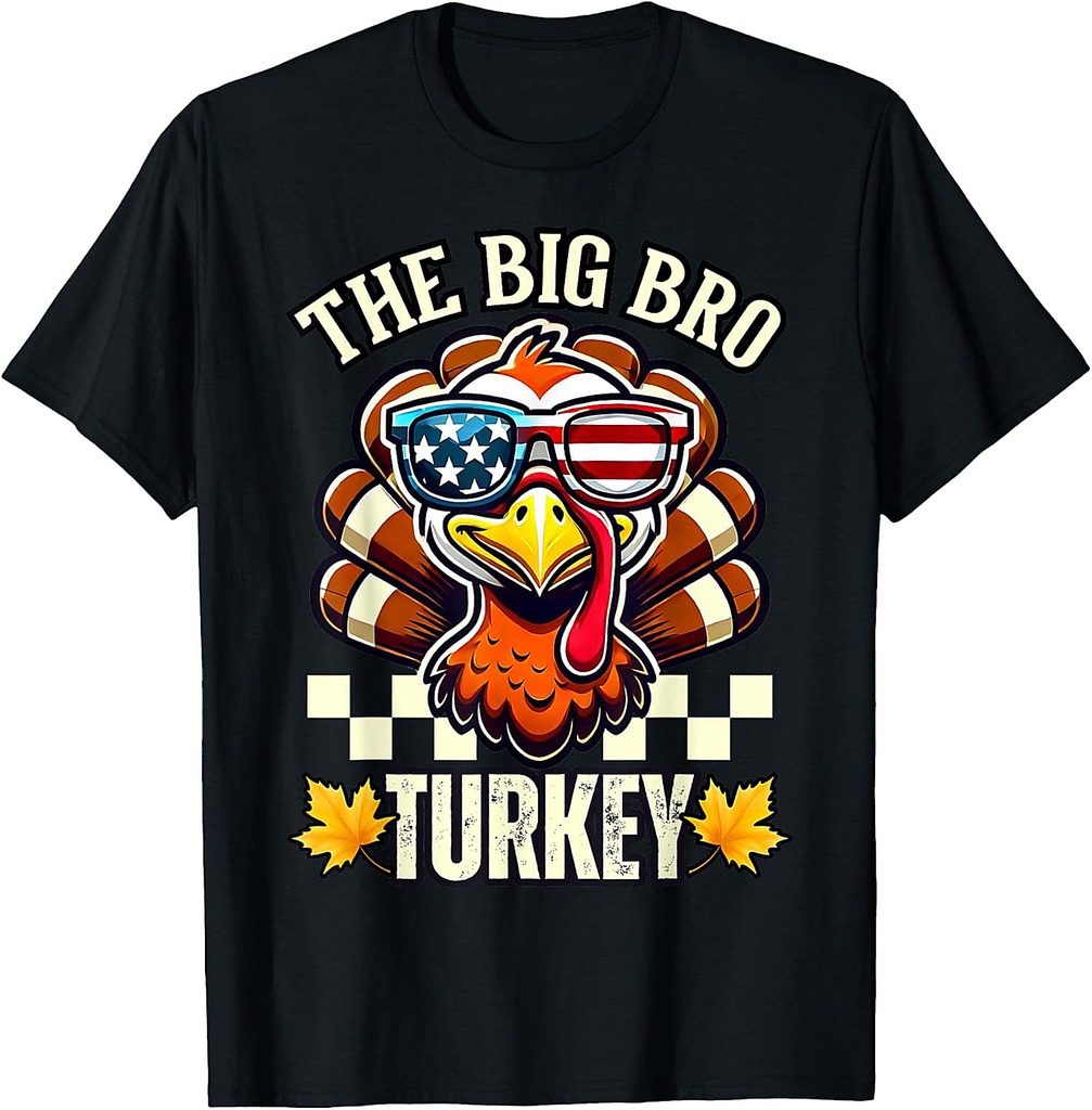 Big Bro Turkey Party kid matching family Group thanksgiving T-Shirt