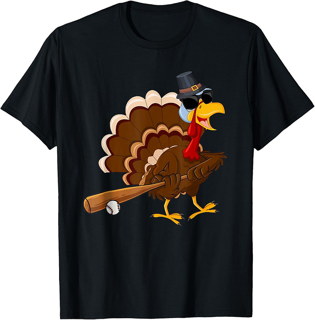 Turkey Baseball Thanksgiving T-Shirt