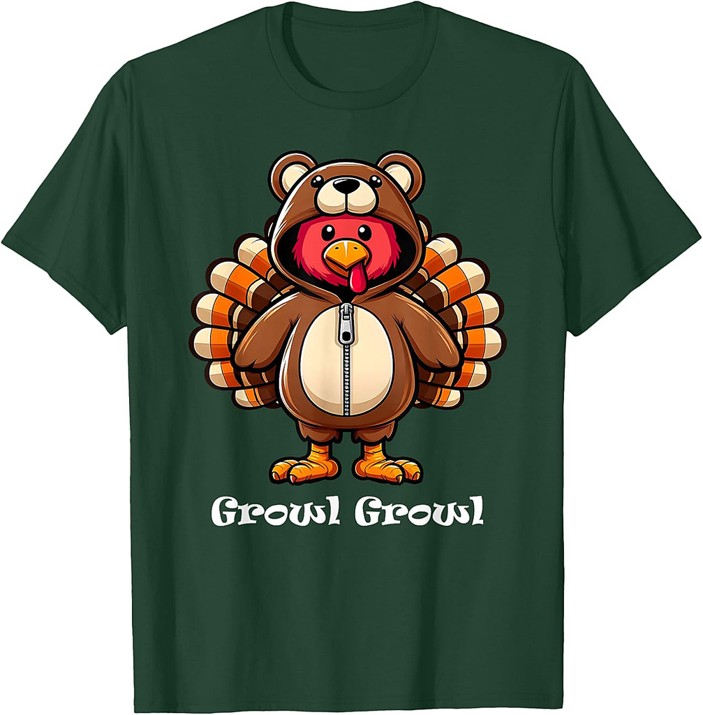 Turkey Costume Bear Funny Thanksgiving Turkey Women Men T-Shirt